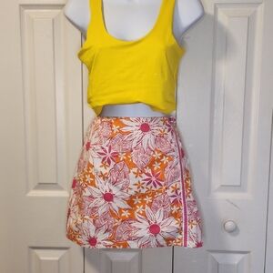 Lilly Pulitzer Pink and Orange A-Line Mini Skirt: Waist 30 Height 15